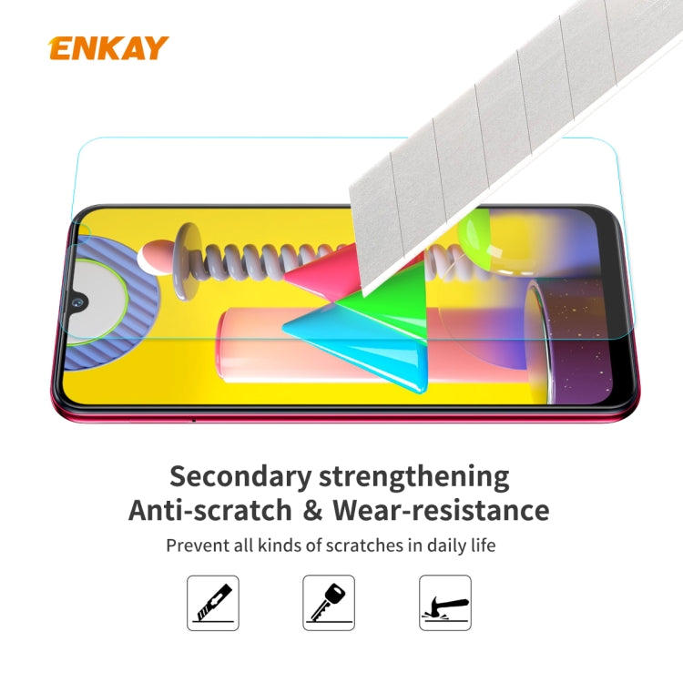 For Samsung Galaxy M31 / Galaxy M21 2 PCS ENKAY Hat-Prince 0.26mm 9H 2.5D Curved Edge Tempered Glass Film