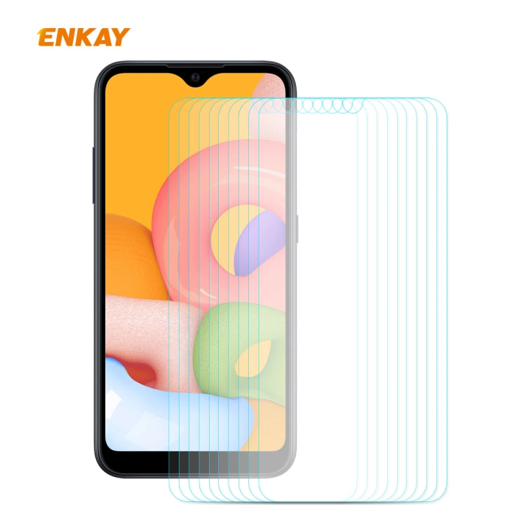 For Samsung Galaxy A01 10 PCS ENKAY Hat-Prince 0.26mm 9H 2.5D Curved Edge Tempered Glass Film