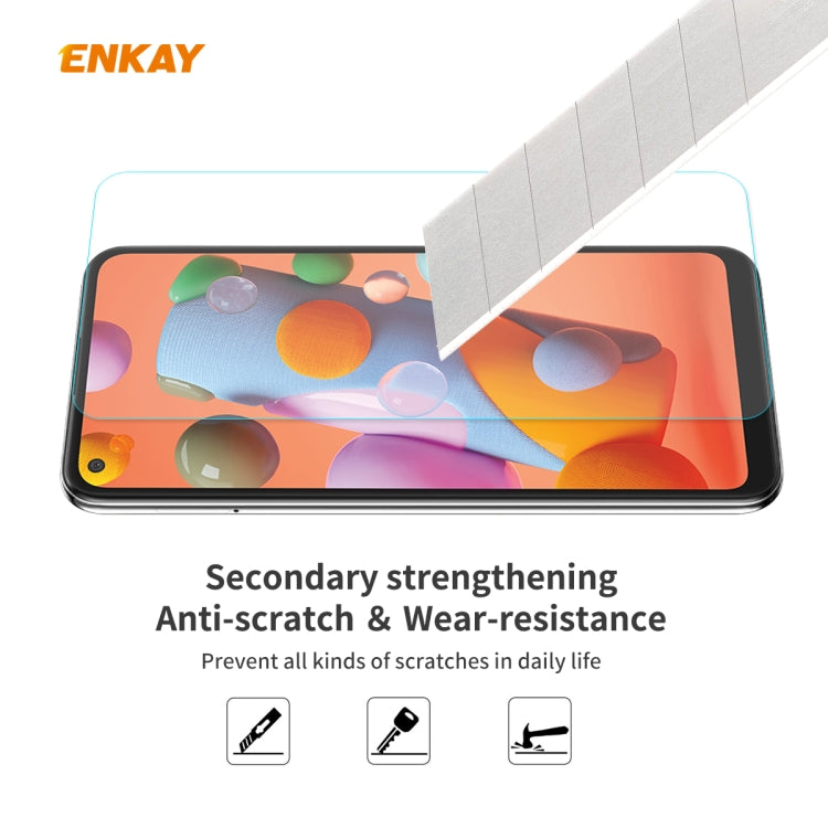 For Samsung Galaxy A21 5PCS ENKAY Hat-Prince 0.26mm 9H 2.5D Curved Edge Tempered Glass Film
