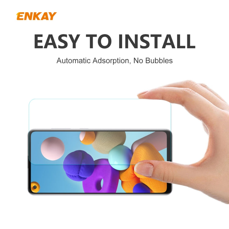 For Samsung Galaxy A21s 5PCS ENKAY Hat-Prince 0.26mm 9H 2.5D Curved Edge Tempered Glass Film