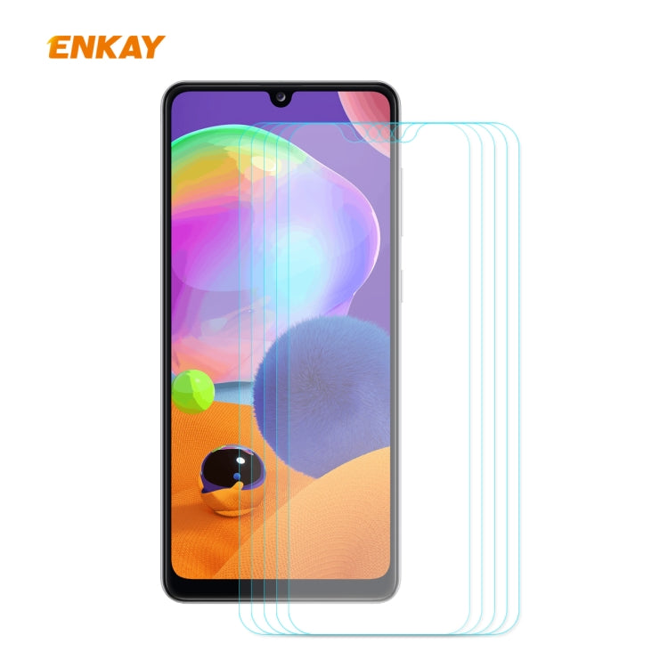 For Samsung Galaxy A31 5PCS ENKAY Hat-Prince 0.26mm 9H 2.5D Curved Edge Tempered Glass Film
