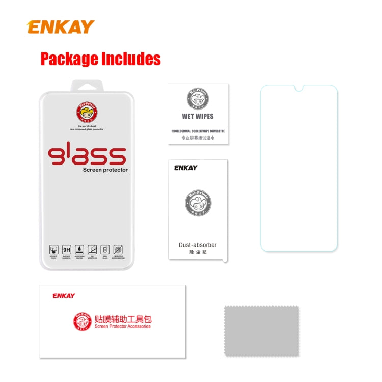 For Huawei Y6p ENKAY Hat-Prince 0.26mm 9H 2.5D Curved Edge Tempered Glass Film