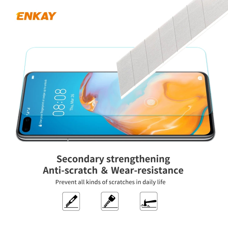 For Huawei P40 2 PCS ENKAY Hat-Prince 0.26mm 9H 2.5D Curved Edge Tempered Glass Film