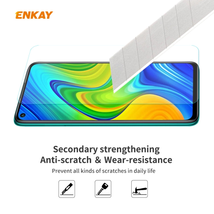 For Redmi 10X 4G / Redmi Note 9 5 PCS ENKAY Hat-Prince 0.26mm 9H 2.5D Curved Edge Tempered Glass Film