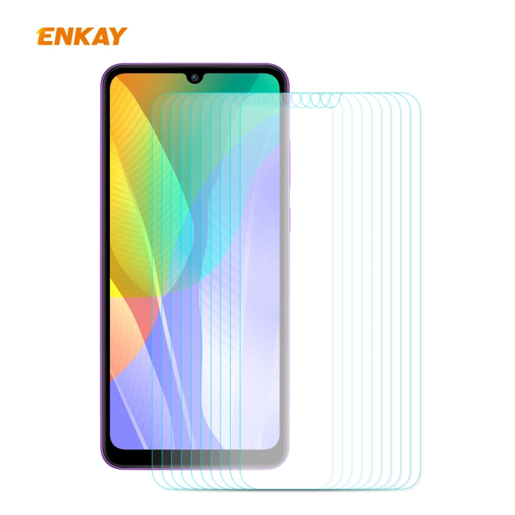 For Huawei Y6p 10 PCS ENKAY Hat-Prince 0.26mm 9H 2.5D Curved Edge Tempered Glass Film
