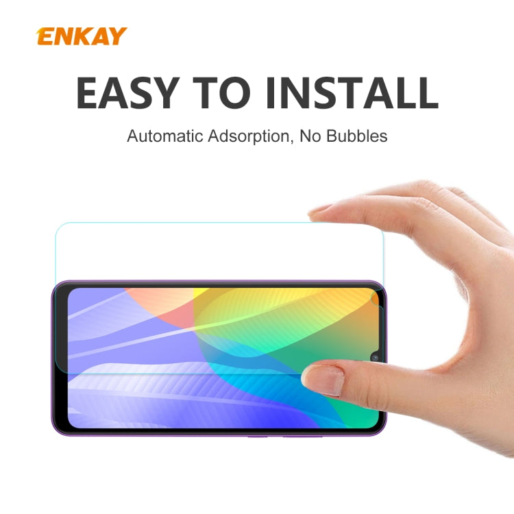 For Huawei Y6p 10 PCS ENKAY Hat-Prince 0.26mm 9H 2.5D Curved Edge Tempered Glass Film