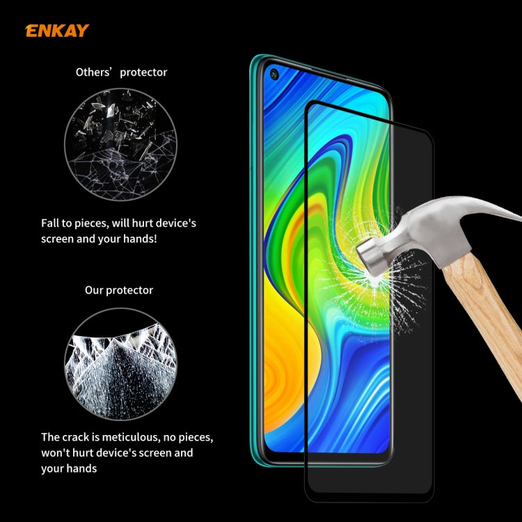 For Redmi 10X 4G / Redmi Note 9 ENKAY Hat-Prince Full Glue 0.26mm 9H 2.5D Tempered Glass Full Coverage Film