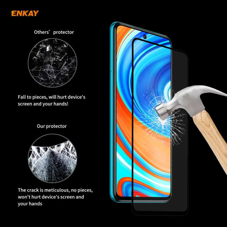 For Redmi Note 9S / Note 9 Pro ENKAY Hat-Prince Full Glue 0.26mm 9H 2.5D Tempered Glass Full Coverage Film