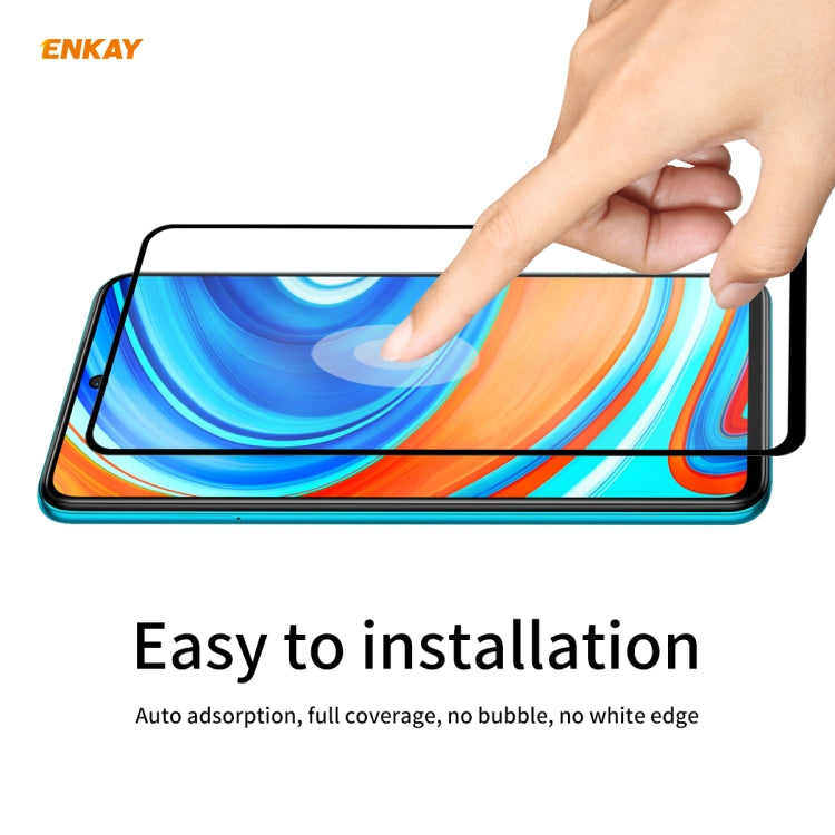 For Redmi Note 9S / Note 9 Pro ENKAY Hat-Prince Full Glue 0.26mm 9H 2.5D Tempered Glass Full Coverage Film