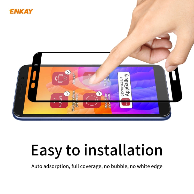 For Huawei Y5p ENKAY Hat-Prince Full Glue 0.26mm 9H 2.5D Tempered Glass Full Coverage Film