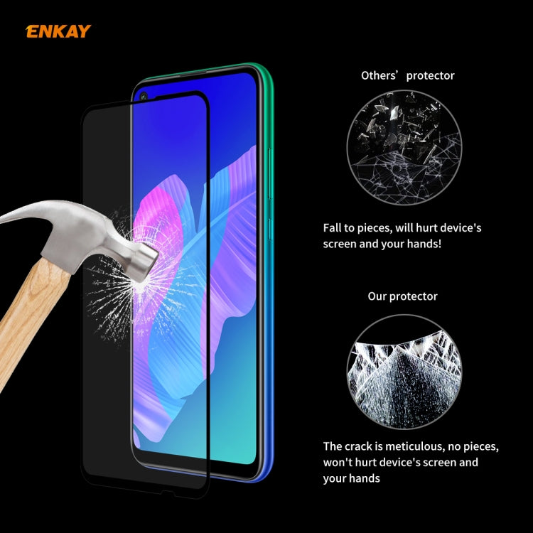 For Huawei P40 Lite E ENKAY Hat-Prince Full Glue 0.26mm 9H 2.5D Tempered Glass Full Coverage Film