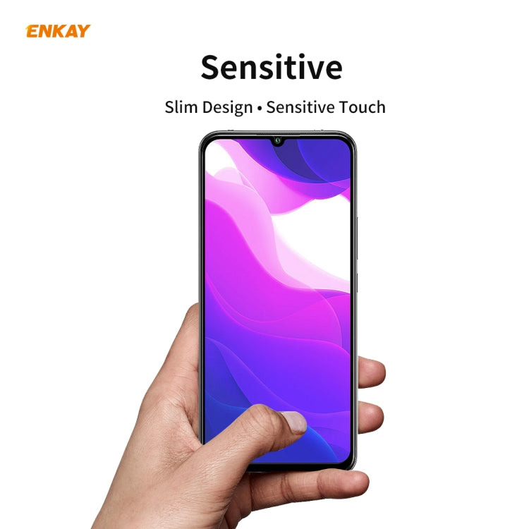 For Xiaomi Mi 10 Lite /Redmi 10X 5G 2 PCS ENKAY Hat-Prince Full Glue 0.26mm 9H 2.5D Tempered Glass Full Coverage Film