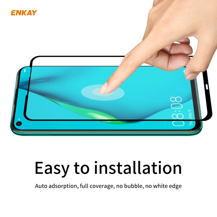 For Huawei P40 Lite 2 PCS ENKAY Hat-Prince Full Glue 0.26mm 9H 2.5D Tempered Glass Full Coverage Film