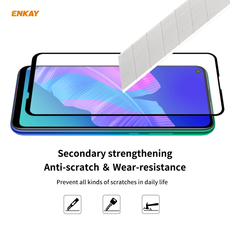 For Huawei P40 Lite E 2 PCS ENKAY Hat-Prince Full Glue 0.26mm 9H 2.5D Tempered Glass Full Coverage Film
