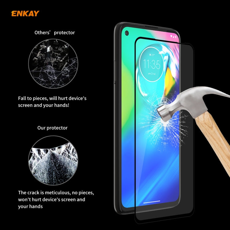 For Motorola Moto G8 Power 2 PCS ENKAY Hat-Prince Full Glue 0.26mm 9H 2.5D Tempered Glass Full Coverage Film