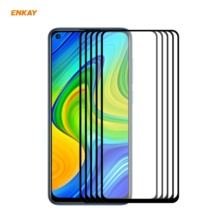 For Redmi 10X 4G / Redmi Note 9 5 PCS ENKAY Hat-Prince Full Glue 0.26mm 9H 2.5D Tempered Glass Full Coverage Film