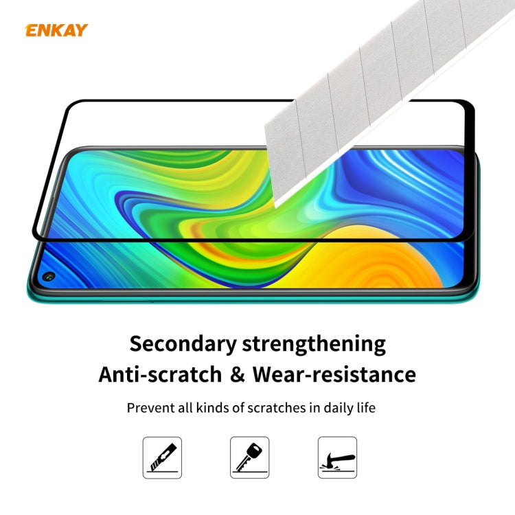 For Redmi 10X 4G / Redmi Note 9 5 PCS ENKAY Hat-Prince Full Glue 0.26mm 9H 2.5D Tempered Glass Full Coverage Film