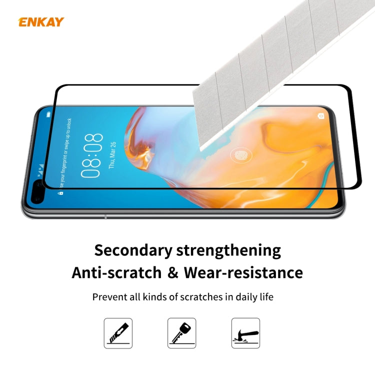 For Huawei P40 5 PCS ENKAY Hat-Prince Full Glue 0.26mm 9H 2.5D Tempered Glass Full Coverage Film