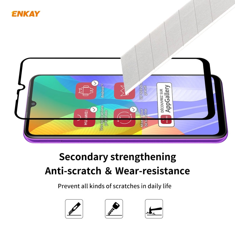 For Huawei Y6p 5 PCS ENKAY Hat-Prince Full Glue 0.26mm 9H 2.5D Tempered Glass Full Coverage Film
