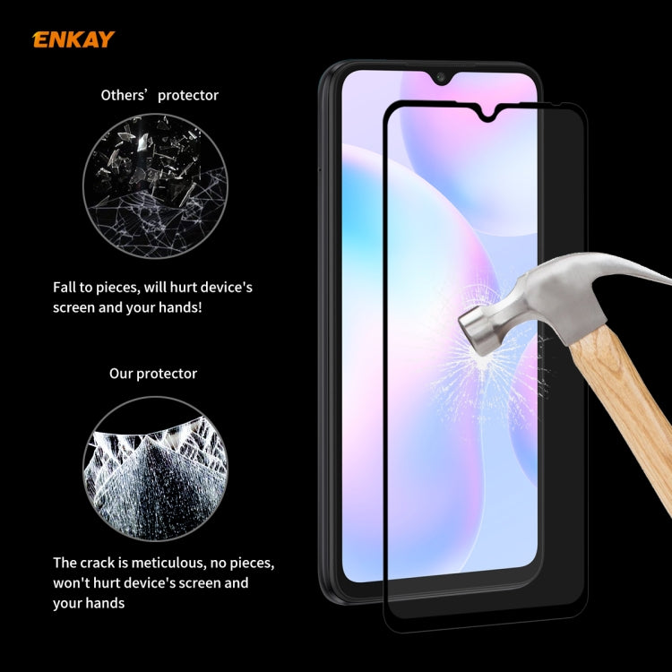 For Redmi 9 / 9A / 9C 5 PCS ENKAY Hat-Prince Full Glue 0.26mm 9H 2.5D Tempered Glass Full Coverage Film