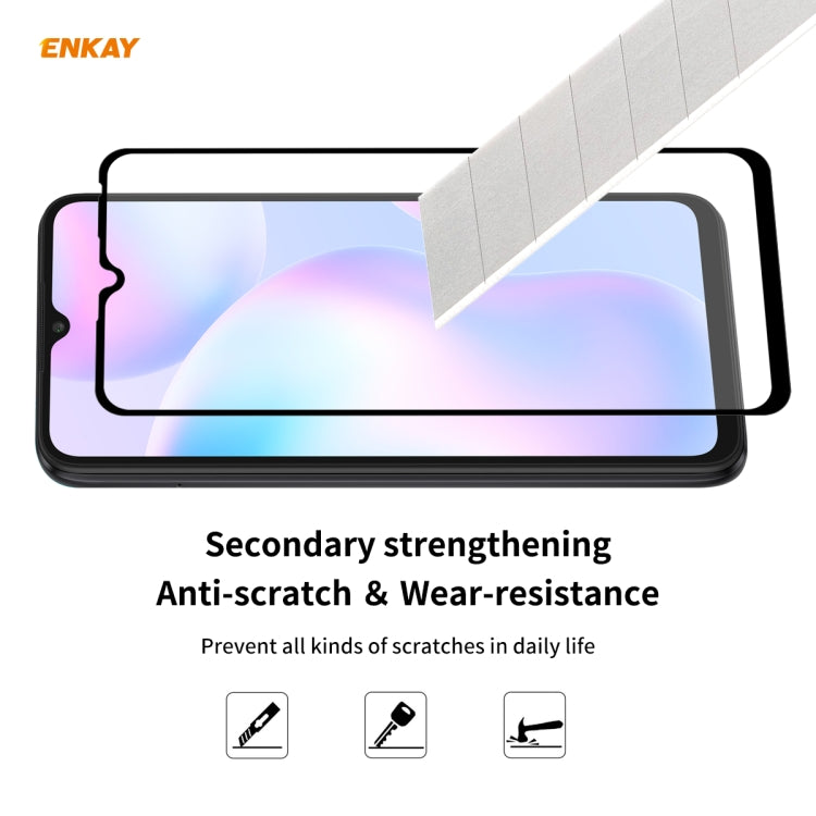 For Redmi 9 / 9A / 9C 5 PCS ENKAY Hat-Prince Full Glue 0.26mm 9H 2.5D Tempered Glass Full Coverage Film