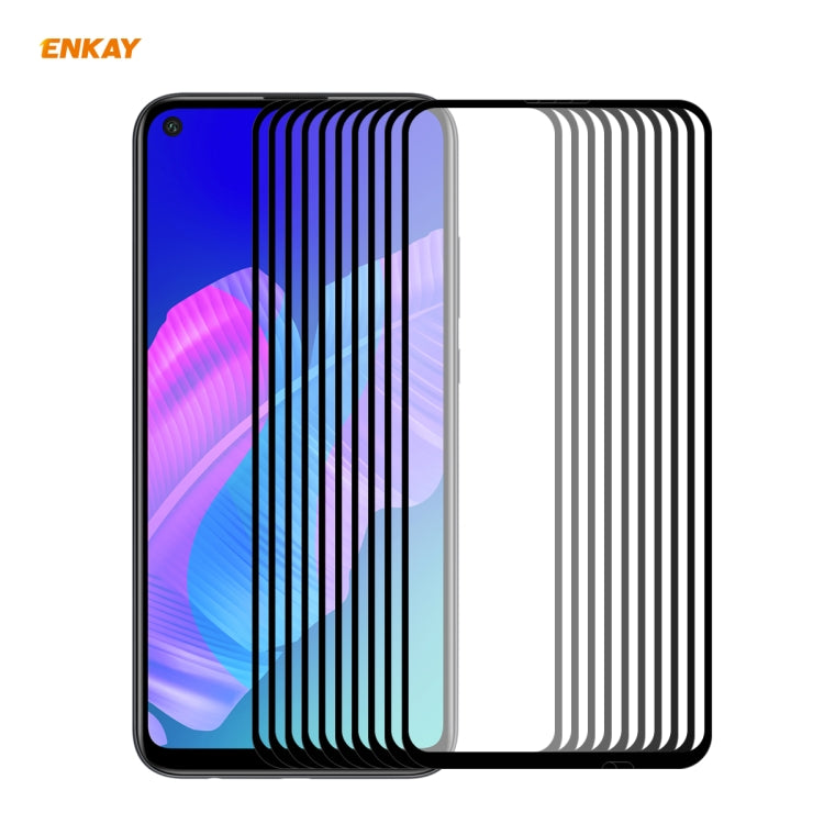 For Huawei P40 Lite E 10 PCS ENKAY Hat-Prince Full Glue 0.26mm 9H 2.5D Tempered Glass Full Coverage Film