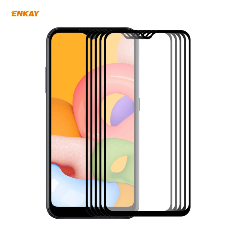 For Samsung Galaxy A01 5 PCS ENKAY Hat-Prince Full Glue 0.26mm 9H 2.5D Tempered Glass Full Coverage Film