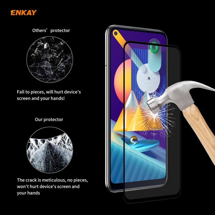 For Samsung Galaxy A11 / M11 5 PCS ENKAY Hat-Prince Full Glue 0.26mm 9H 2.5D Tempered Glass Full Coverage Film
