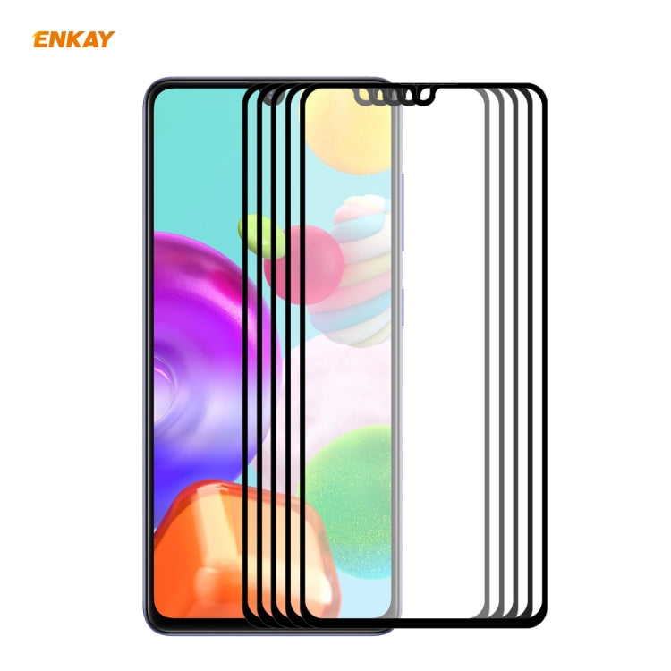 For Samsung Galaxy A41 5 PCS ENKAY Hat-Prince Full Glue 0.26mm 9H 2.5D Tempered Glass Full Coverage Film