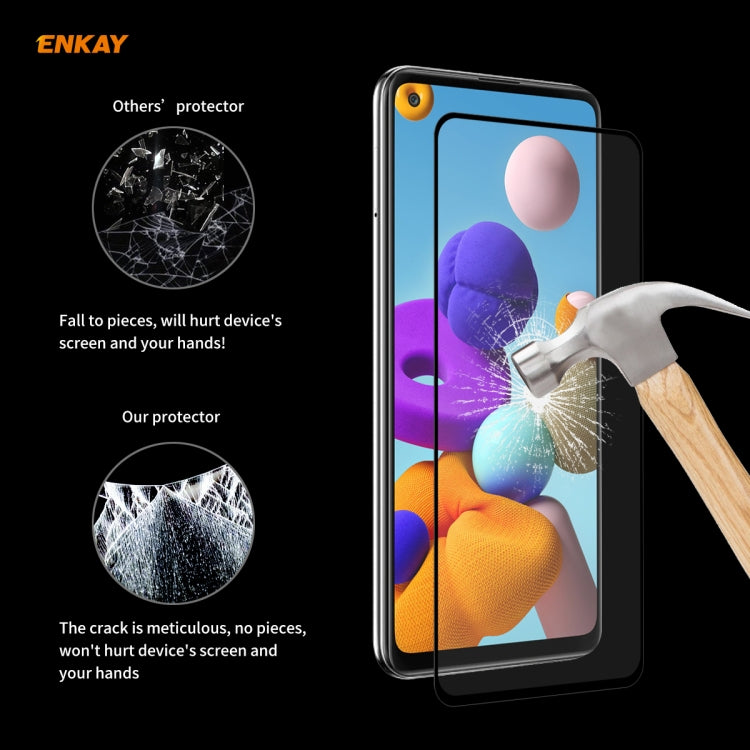 For Samsung Galaxy A21s 2pcs ENKAY Hat-Prince Full Glue 0.26mm 9H 2.5D Tempered Glass Full Coverage Film