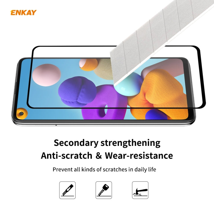 For Samsung Galaxy A21s 2pcs ENKAY Hat-Prince Full Glue 0.26mm 9H 2.5D Tempered Glass Full Coverage Film