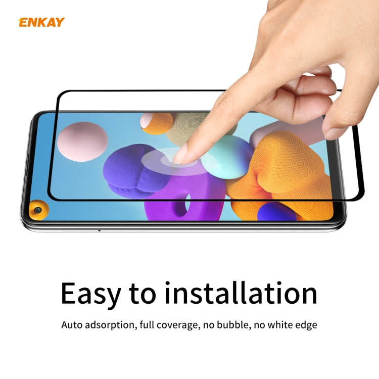 For Samsung Galaxy A21s 2pcs ENKAY Hat-Prince Full Glue 0.26mm 9H 2.5D Tempered Glass Full Coverage Film