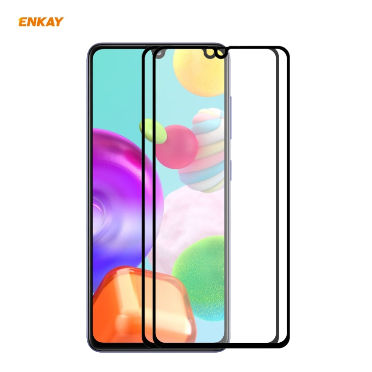 For Samsung Galaxy A41 2 PCS ENKAY Hat-Prince Full Glue 0.26mm 9H 2.5D Tempered Glass Full Coverage Film