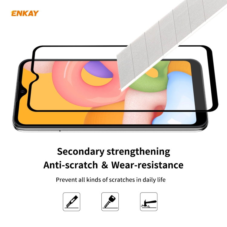 For Samsung Galaxy A01 ENKAY Hat-Prince Full Glue 0.26mm 9H 2.5D Tempered Glass Full Coverage Film