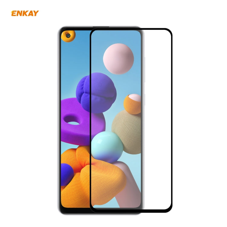 For Samsung Galaxy A21s ENKAY Hat-Prince Full Glue 0.26mm 9H 2.5D Tempered Glass Full Coverage Film