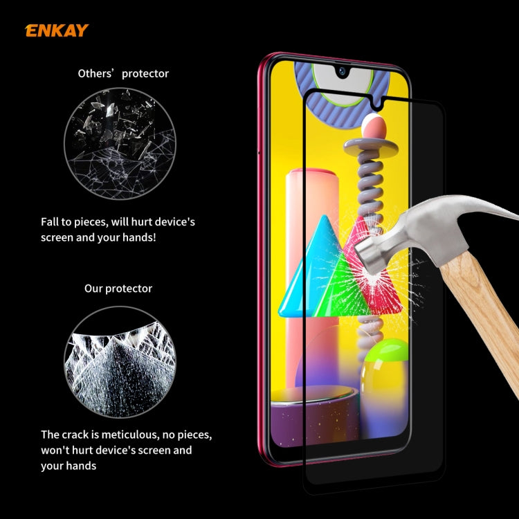 For Samsung Galaxy M31 / M21 ENKAY Hat-Prince Full Glue 0.26mm 9H 2.5D Tempered Glass Full Coverage Film