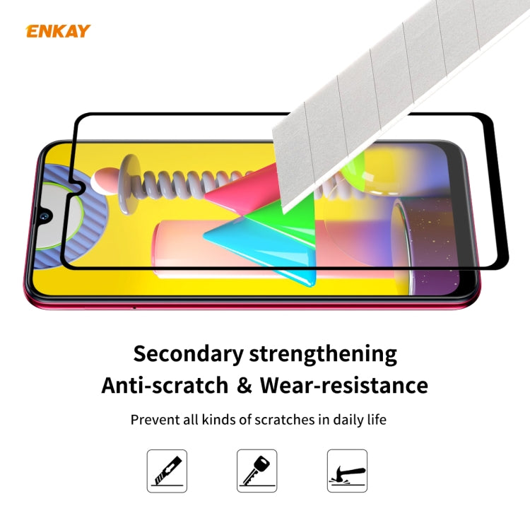 For Samsung Galaxy M31 / M21 10 PCS ENKAY Hat-Prince Full Glue 0.26mm 9H 2.5D Tempered Glass Full Coverage Film