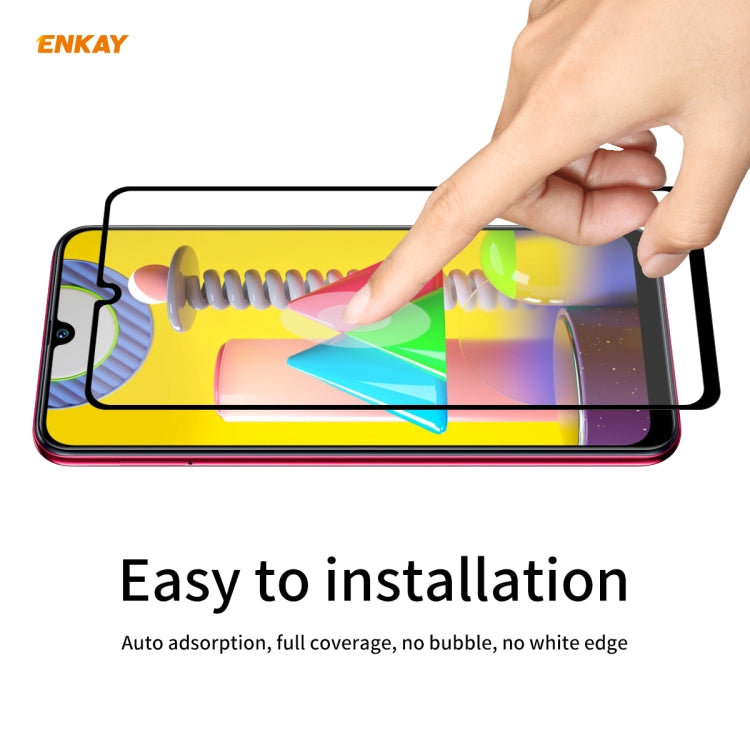 For Samsung Galaxy M31 / M21 10 PCS ENKAY Hat-Prince Full Glue 0.26mm 9H 2.5D Tempered Glass Full Coverage Film
