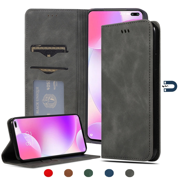 For Redmi K30 & Poco X2 Retro Skin Feel Business Magnetic Horizontal Flip Leather Case