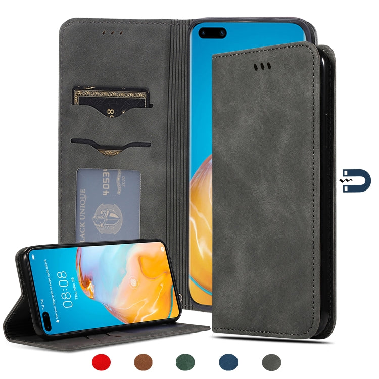 For Huawei P40 Retro Skin Feel Business Magnetic Horizontal Flip Leather Case