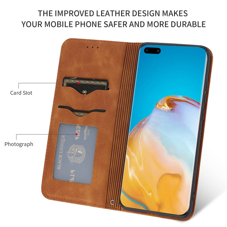 For Huawei P40 Retro Skin Feel Business Magnetic Horizontal Flip Leather Case