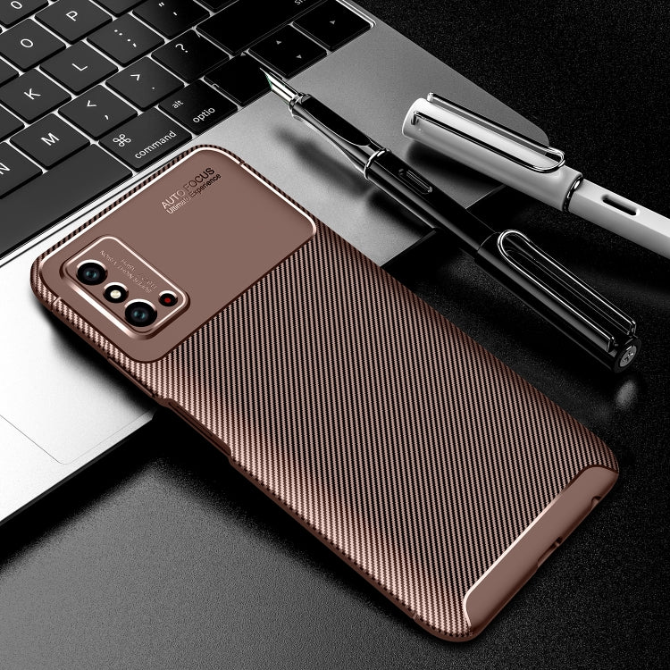 For Huawei Honor X10 Max 5G Carbon Fiber Texture Shockproof TPU Case(Brown)