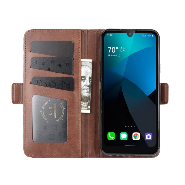 For LG harmony 4 Dual-side Magnetic Buckle Horizontal Flip Leather Case with Holder & Card Slots & Wallet