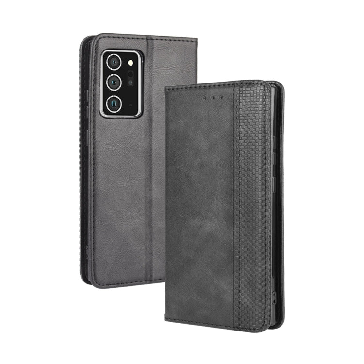For Samsung Galaxy Note20 Ultra Magnetic Buckle Retro Crazy Horse Texture Horizontal Flip Leather Case with Holder & Card Slots & Photo Frame