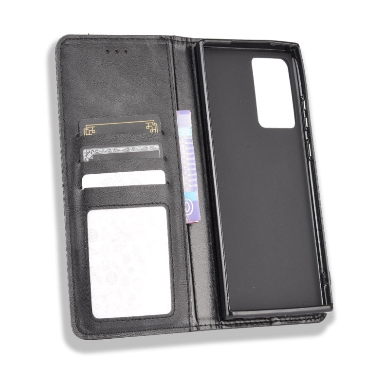 For Samsung Galaxy Note20 Ultra Magnetic Buckle Retro Crazy Horse Texture Horizontal Flip Leather Case with Holder & Card Slots & Photo Frame