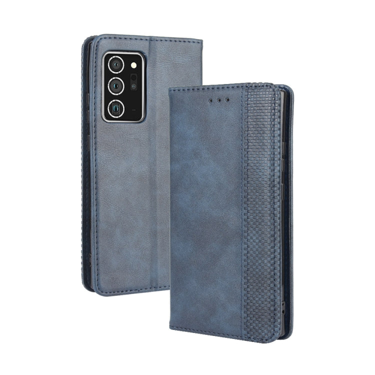 For Samsung Galaxy Note20 Ultra Magnetic Buckle Retro Crazy Horse Texture Horizontal Flip Leather Case with Holder & Card Slots & Photo Frame