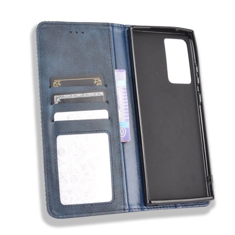 For Samsung Galaxy Note20 Ultra Magnetic Buckle Retro Crazy Horse Texture Horizontal Flip Leather Case with Holder & Card Slots & Photo Frame