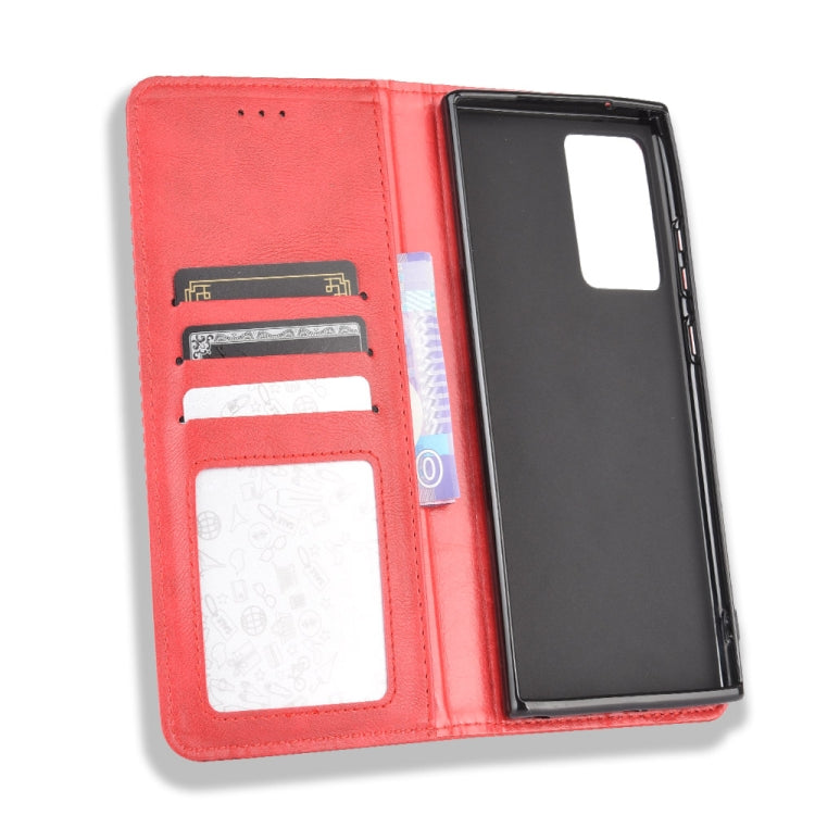 For Samsung Galaxy Note20 Ultra Magnetic Buckle Retro Crazy Horse Texture Horizontal Flip Leather Case with Holder & Card Slots & Photo Frame
