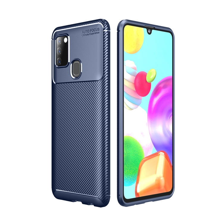 For Xiaomi Redmi 9C Carbon Fiber Texture Shockproof TPU Case(Blue)