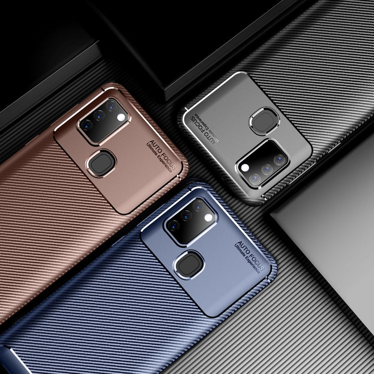 For Xiaomi Redmi 9C Carbon Fiber Texture Shockproof TPU Case(Blue)